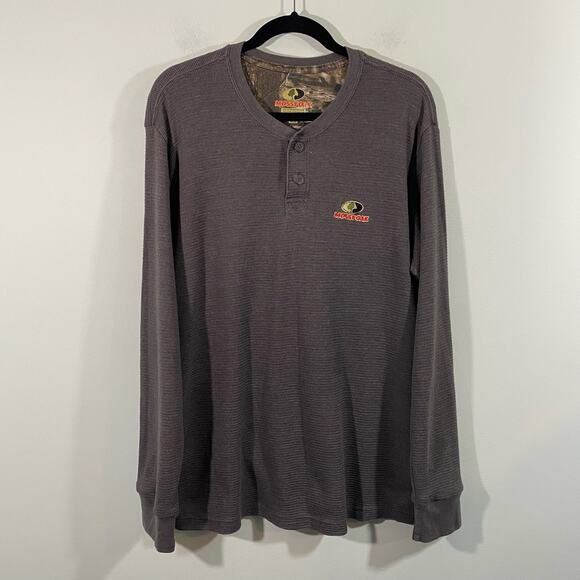 Mossy Oak Men's Grey Thermal Waffle Knit Long Sleeve Top Size XL - Picture 1 of 7